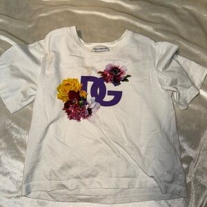 Dolce & Gabbana Kids Purple Logo Floral Tee